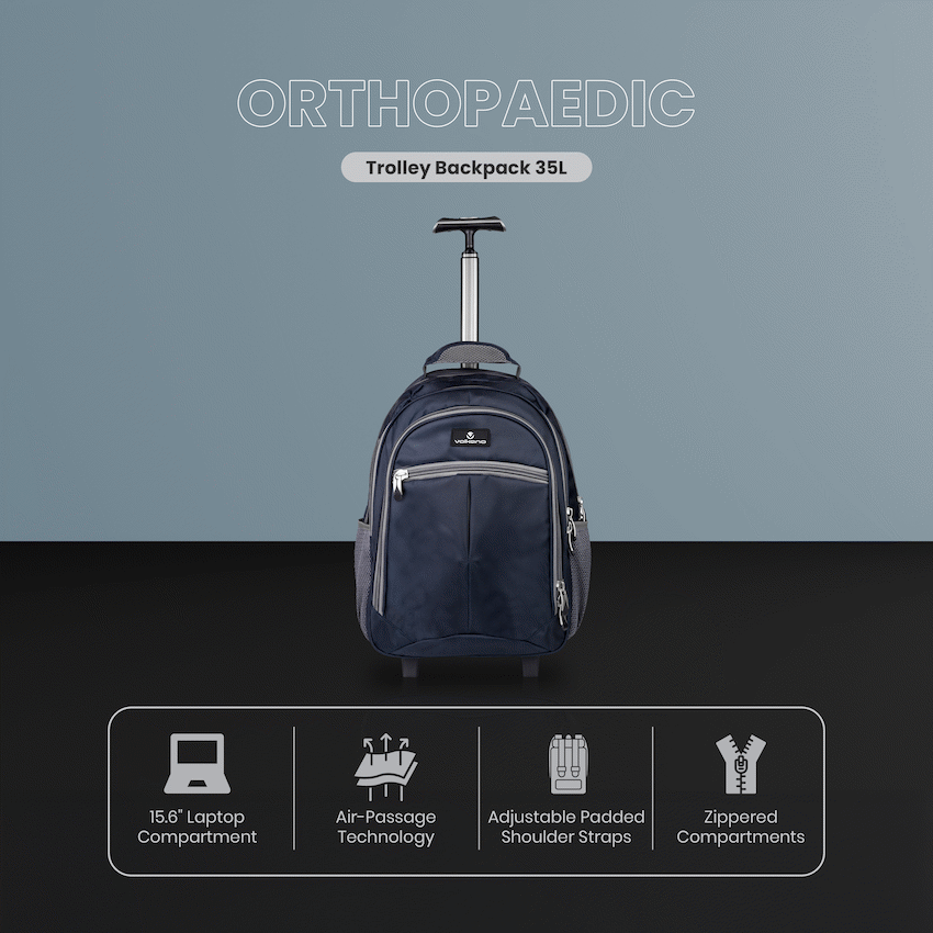 Volkano Orthopaedic Trolley Backpack 35l - Navy/Grey - Image 6