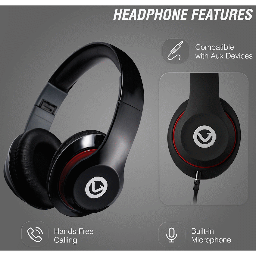 Volkano Falcon Headphones with Microphone - Black - Image 6