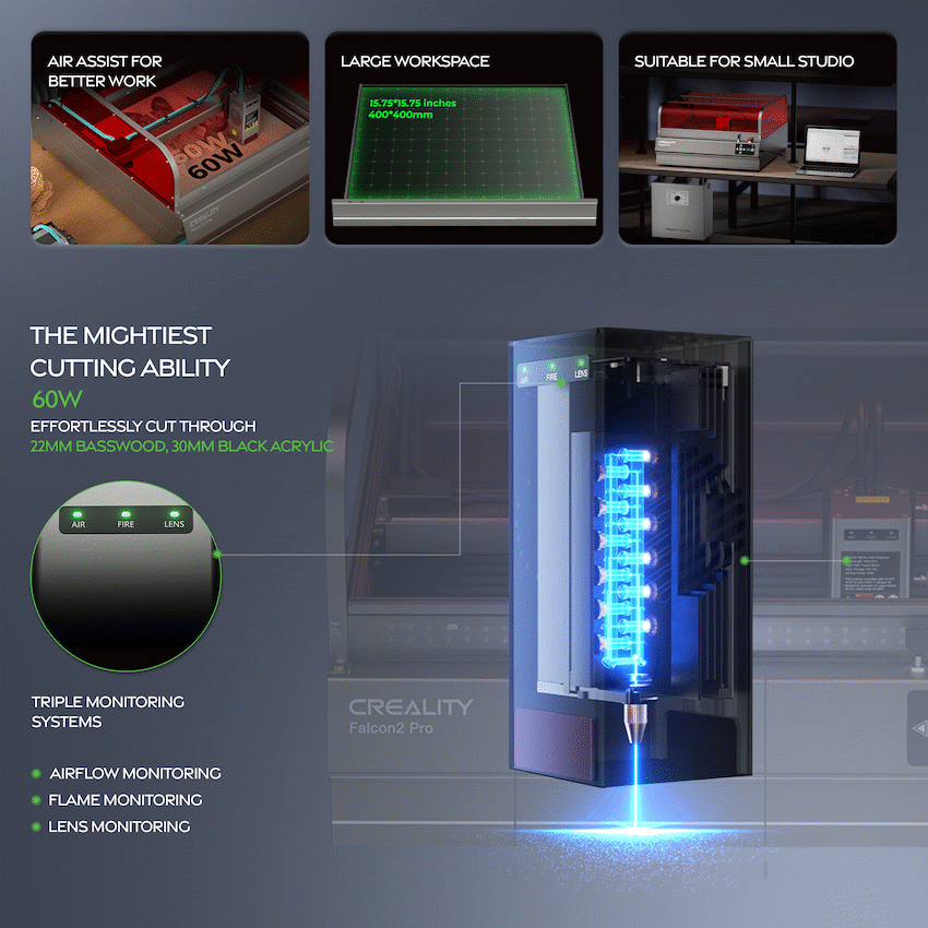Creality Falcon 60W Enclosed Laser Engraver - Image 6
