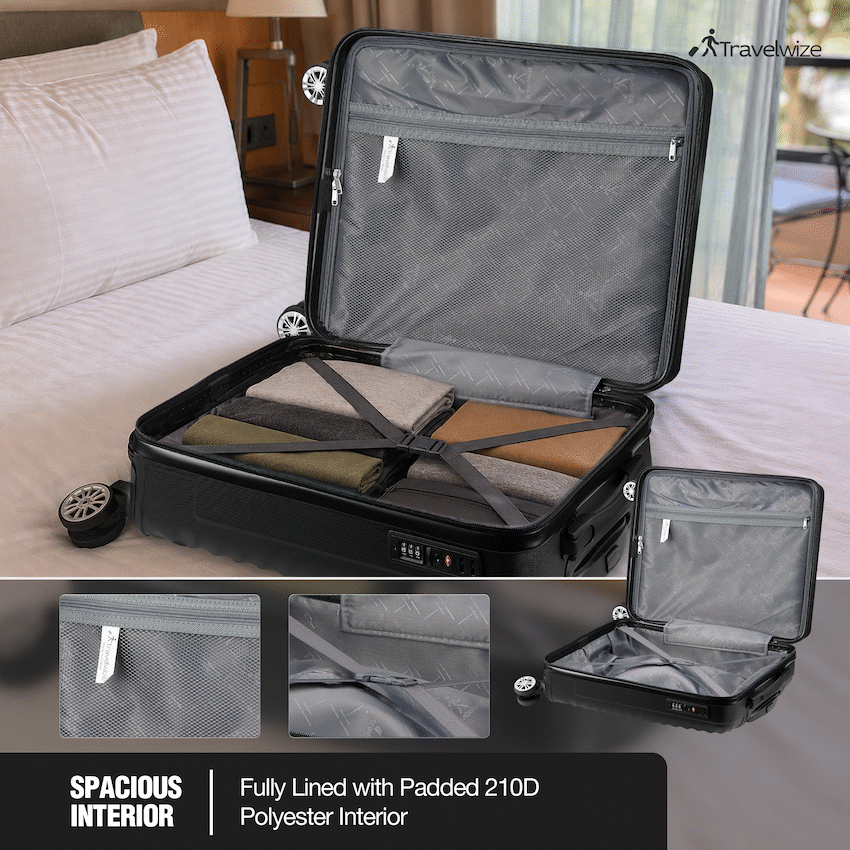 Travelwize Astra ABS 77cm 4-Wheel Spinner Luggage - Black - Image 6