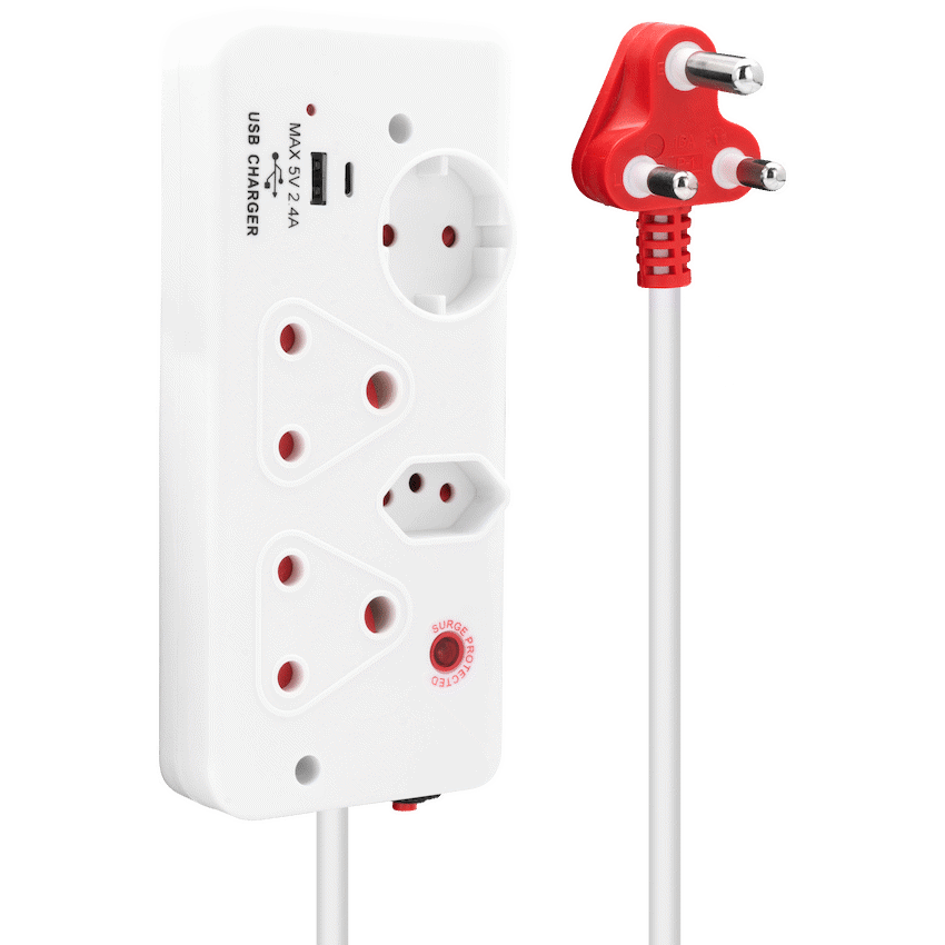 Ellies 4-Way Surge Multiplug with USB-A+USB-C 0.5m - WT - Image 6