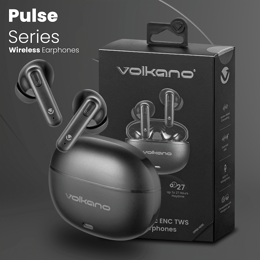 Volkano Pulse Series True Wireless Earphones with Charging Case - Black - Image 6