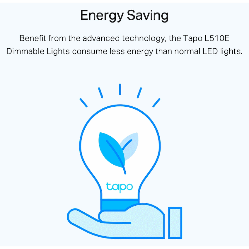 TP-Link Tapo L510E 8.7w Smart Wi-Fi Warm White Light Bulb, Dimmable, A60, E27 - Image 6