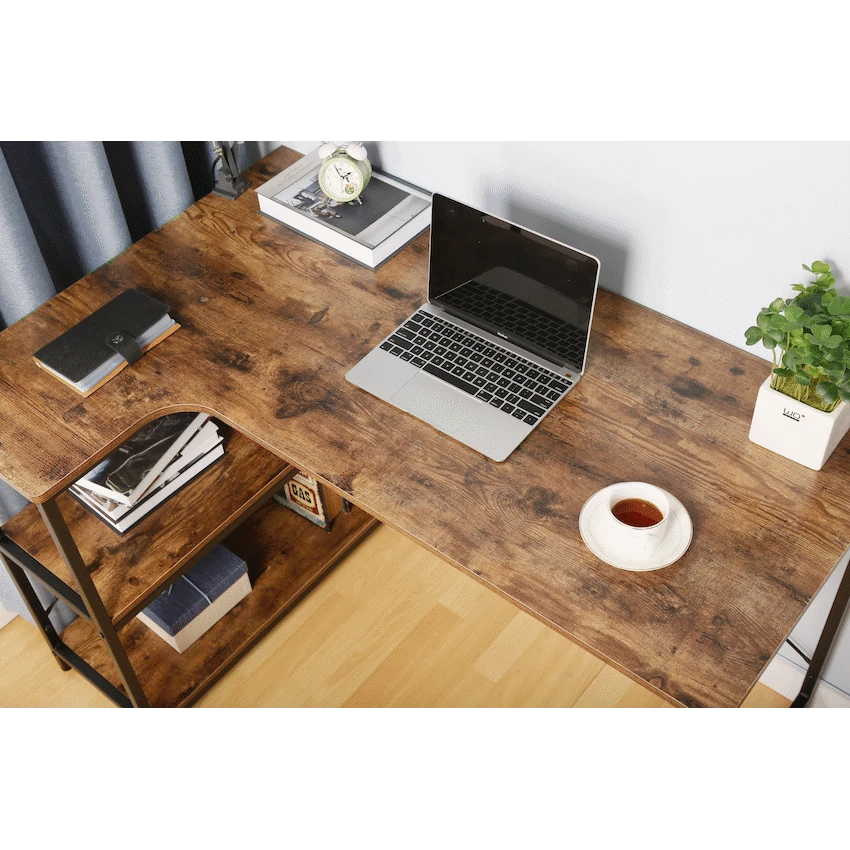 Everfurn Anthony L-Shaped Corner Work Desk - Steel Frame - Image 6