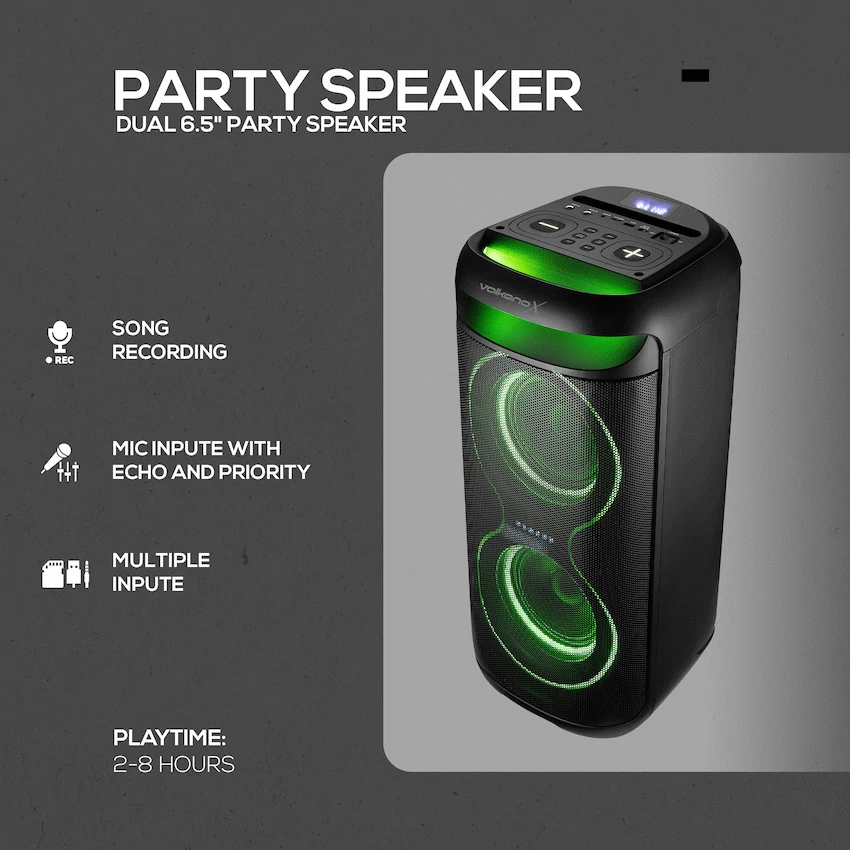 VolkanoX VXP200 Dual 6.5" Party Speaker - Black - Image 6