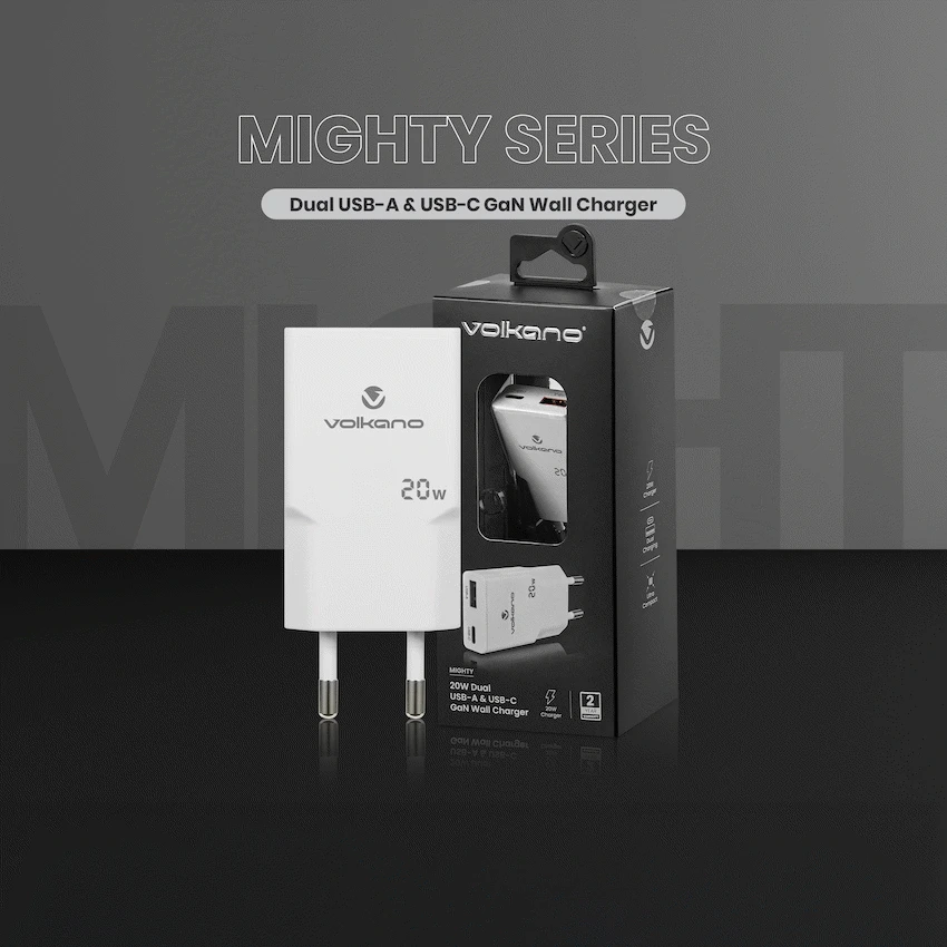 Volkano Mighty Series 20w Dual USB-A & USB-C GaN Wall Charger - Image 6