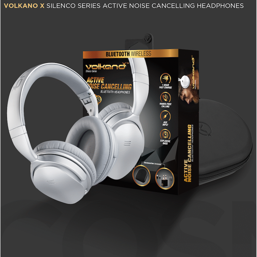 VolkanoX Silenco Series Active Noise Cancelling Bluetooth Headphones - Silver - Image 7