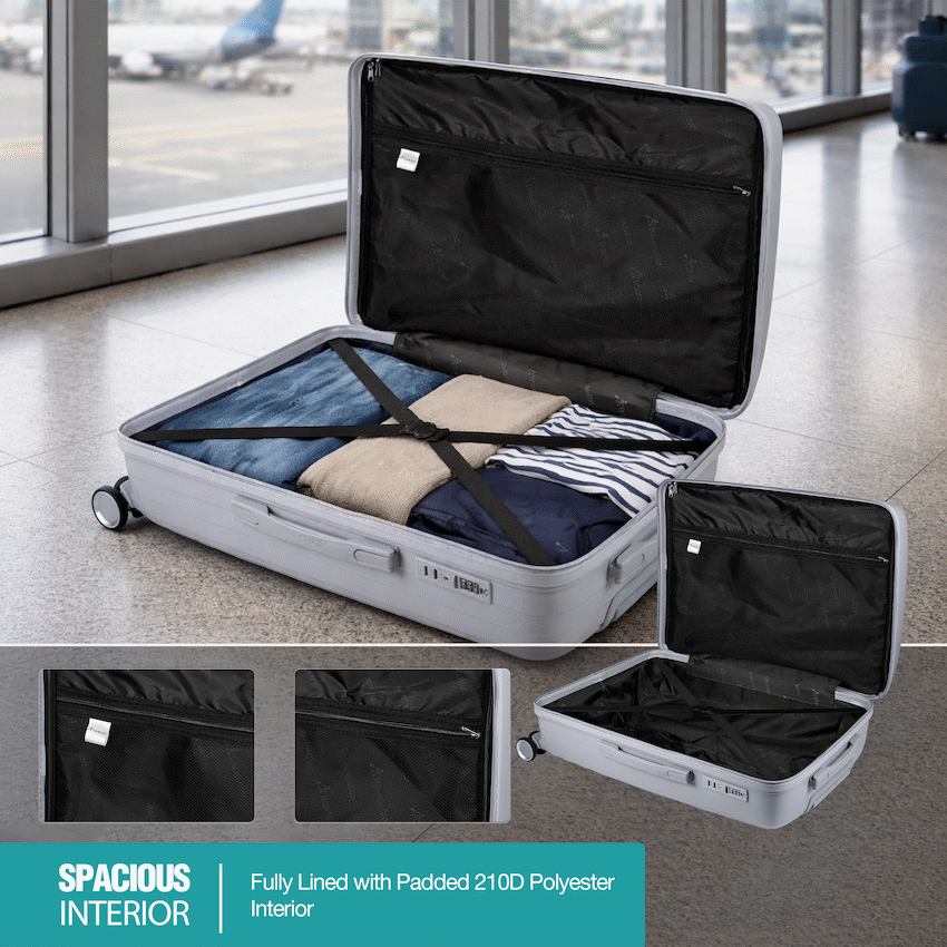 Travelwize Ripple PP 4-Wheel Spinner 65cm Luggage - Platinum - Image 7