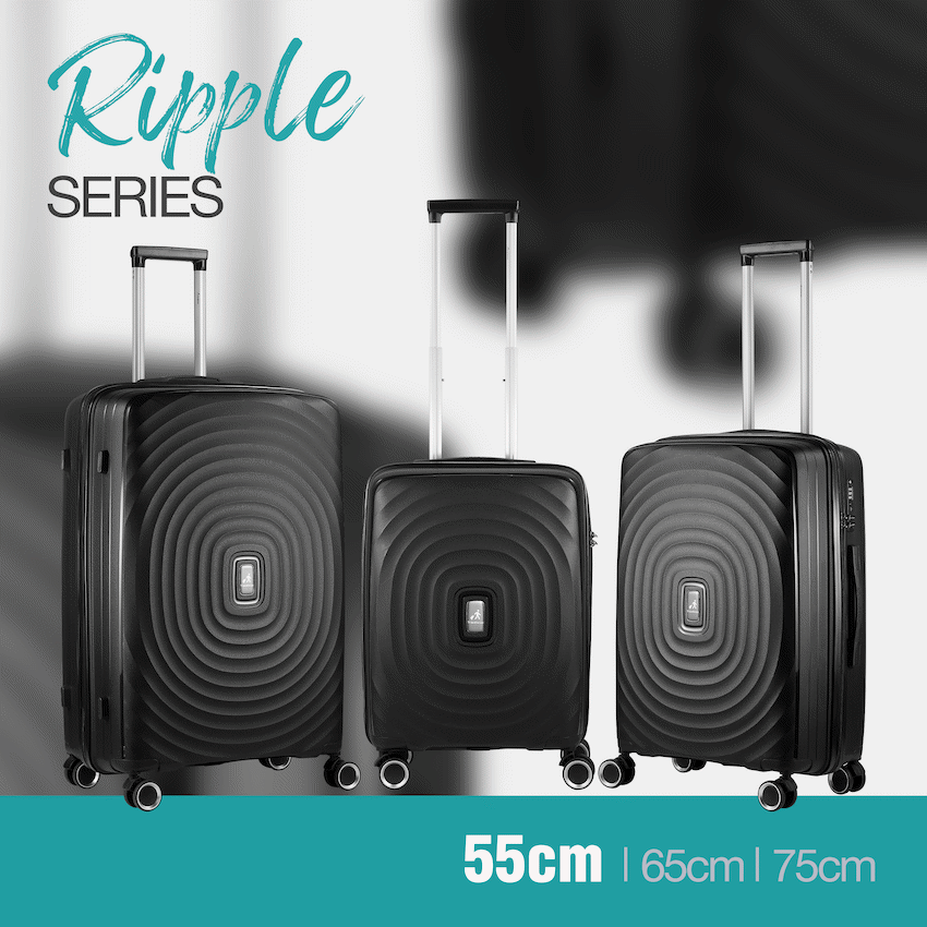 Travelwize Ripple PP 4-Wheel Spinner 55cm Luggage - Black - Image 7