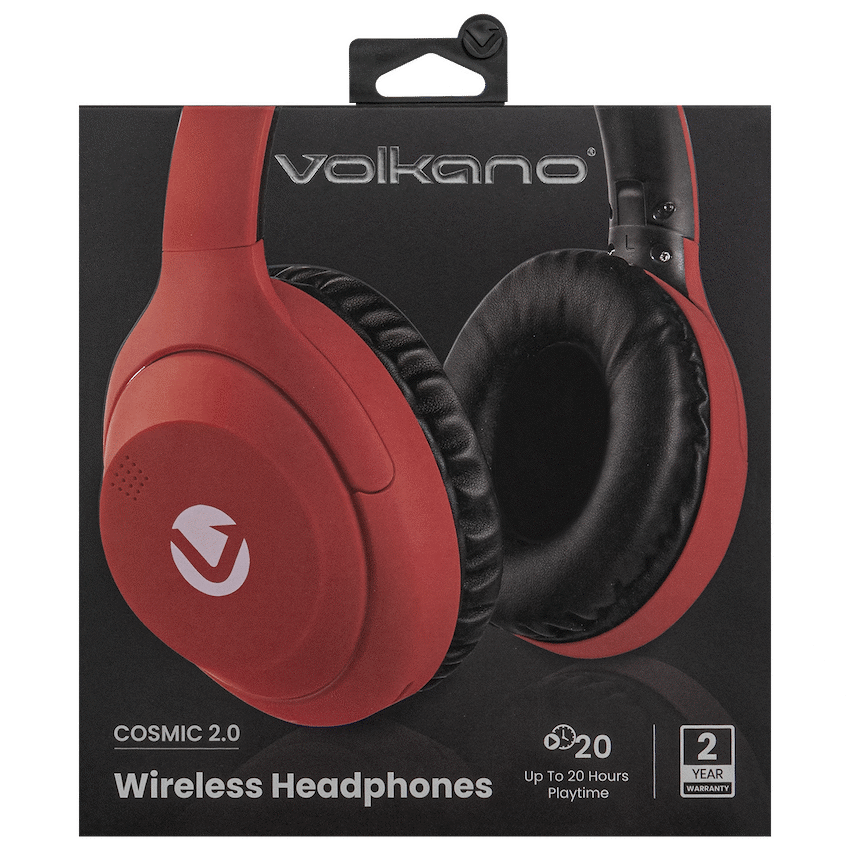 Volkano Cosmic 2 Series Bluetooth Headphones - Red - Image 7