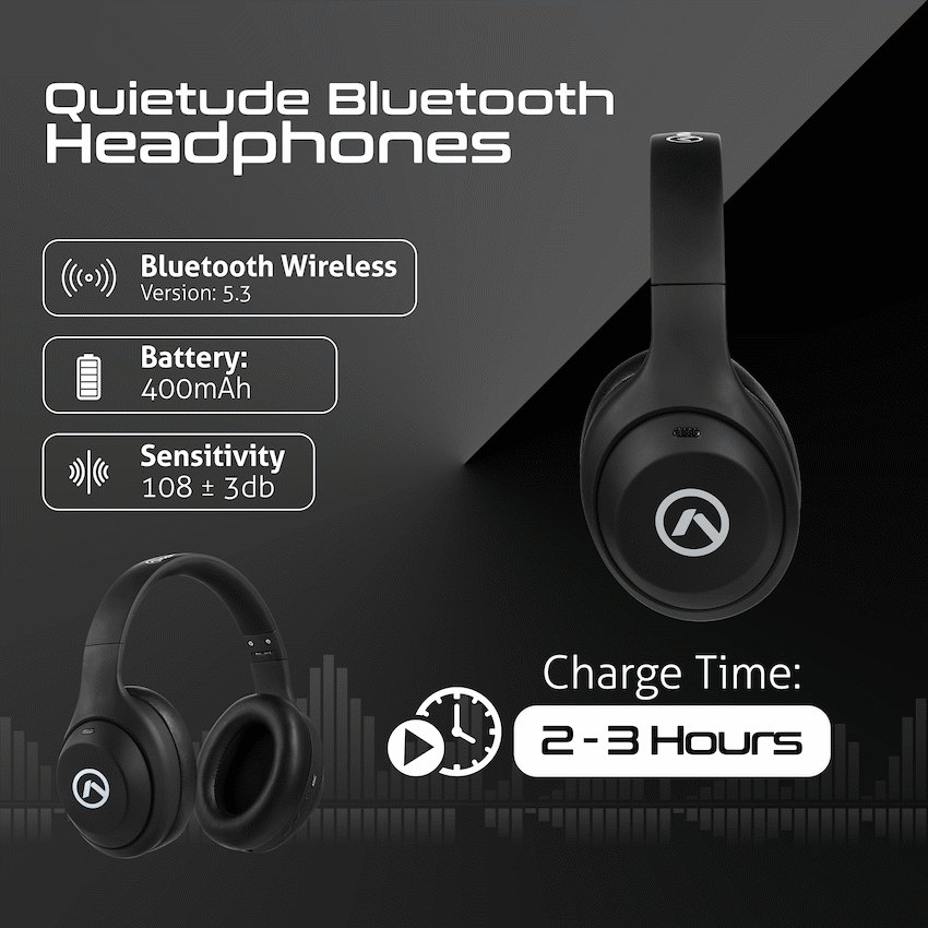 Amplify Quietude Bluetooth Headphones with Active Noise Cancelling - Black - Image 7
