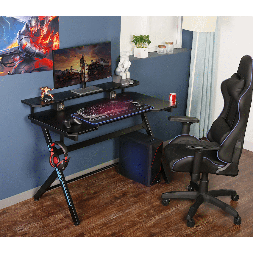 VX Gaming Donahue Gaming Desk - Black with Headphone Hook - Image 8