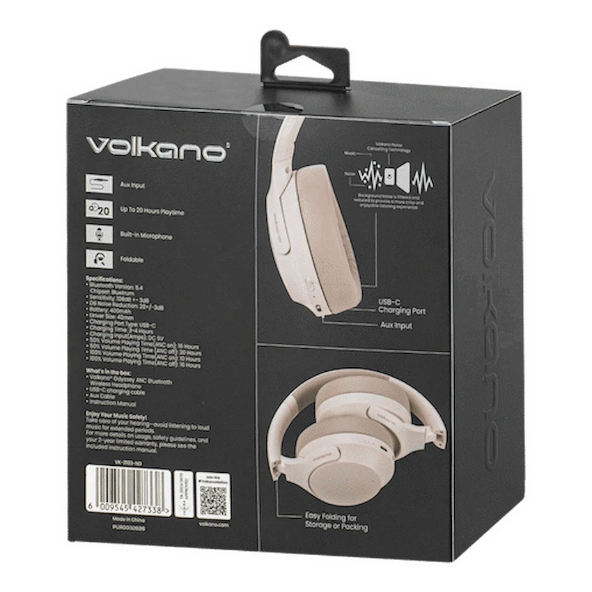 Volkano Odyssey ANC Bluetooth Wireless Headphone - Nude - Image 8