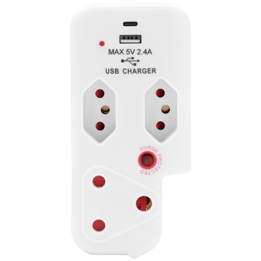 Ellies 3 Way Surge Adaptor with Type C + USB - WT - Image 8