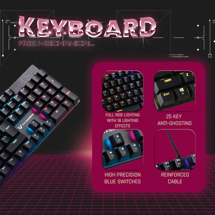 VX Demeter Series Mechanical Keyboard with Full RGB Lighting