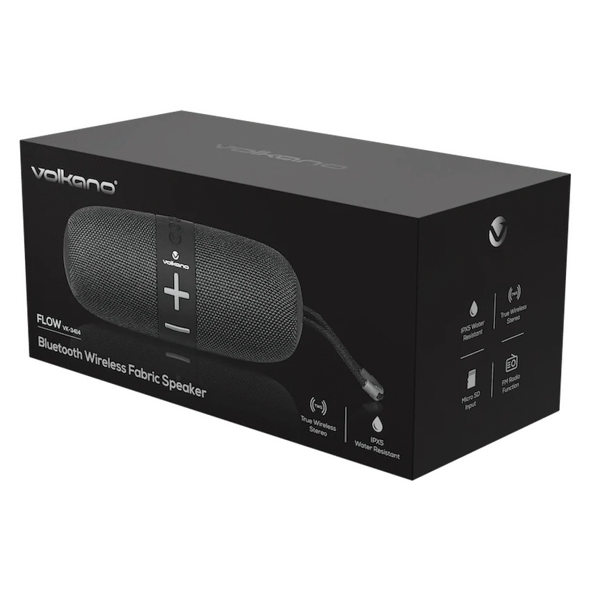 Volkano Flow Series Portable Bluetooth Speaker - Black with Grey Buttons - Image 8