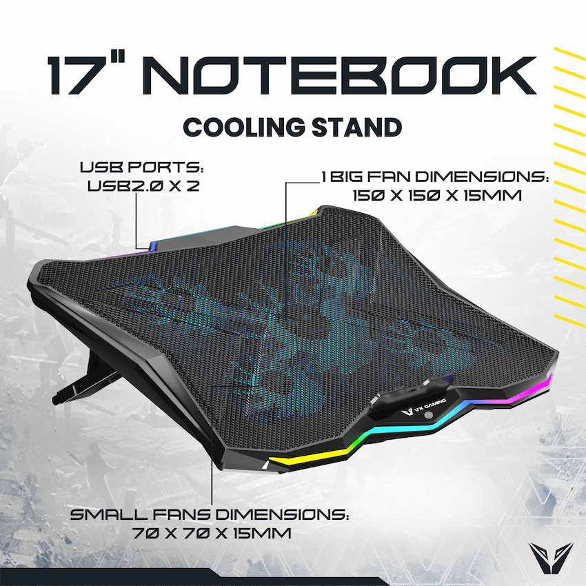 VX Gaming Boreas Series 5-Fan 17" Notebook Cooling Stand - Image 9