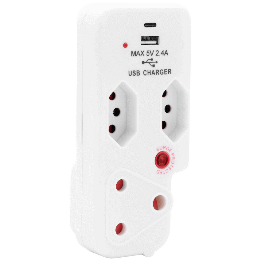 Ellies 3 Way Surge Adaptor with Type C + USB - WT - Image 9