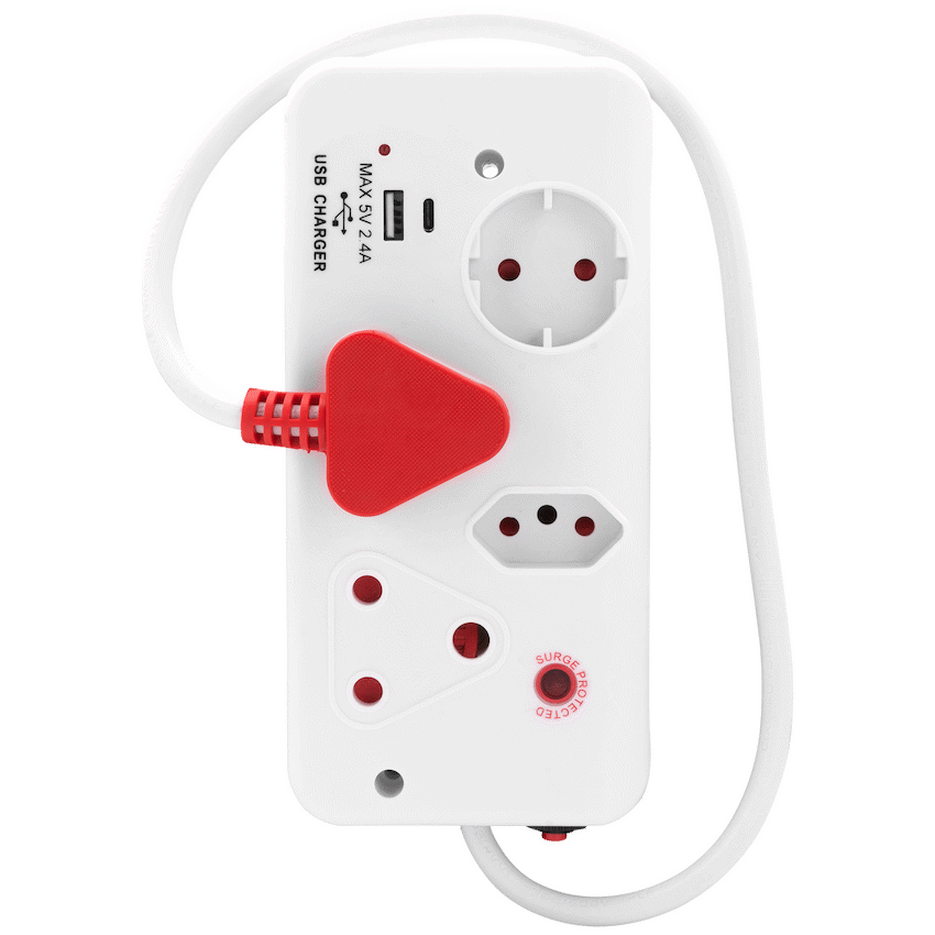Ellies 4-Way Surge Multiplug with USB-A+USB-C 0.5m - WT - Image 9