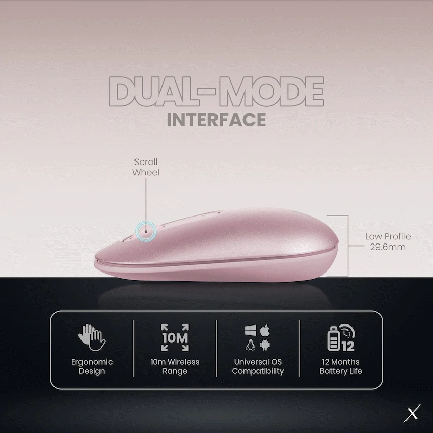VolkanoX Lava Bluetooth Wireless Mouse - Rose - Image 9