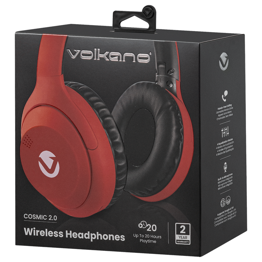 Volkano Cosmic 2 Series Bluetooth Headphones - Red - Image 9