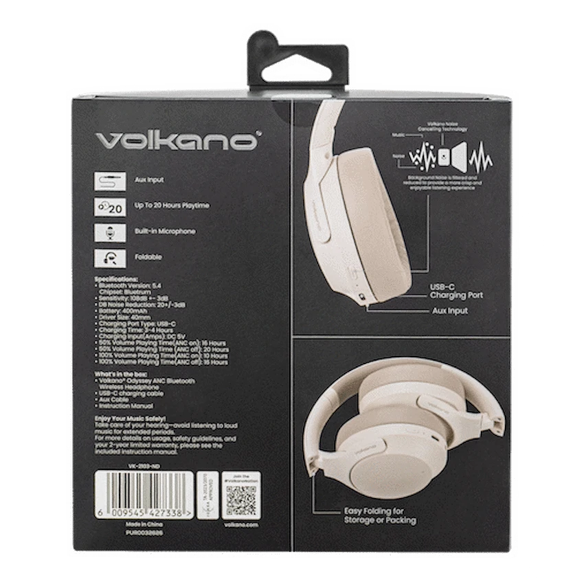 Volkano Odyssey ANC Bluetooth Wireless Headphone - Nude - Image 9