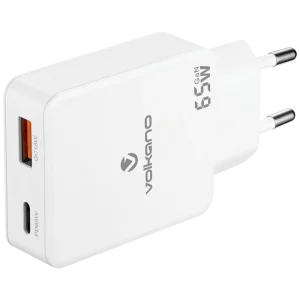 Volkano Potent Duo series 65W Dual USB and USB-C PD Compact Wall Charger