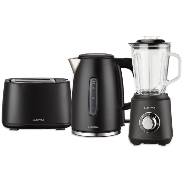 Elektra Kettle, Toaster and Blender Breakfast Set - Black