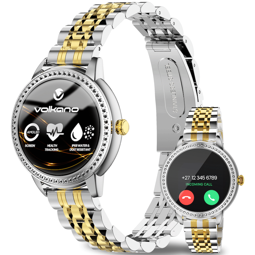 Volkano Ayla Collection Round Smartwatch With 2 Colour Metal link Strap - Image 2