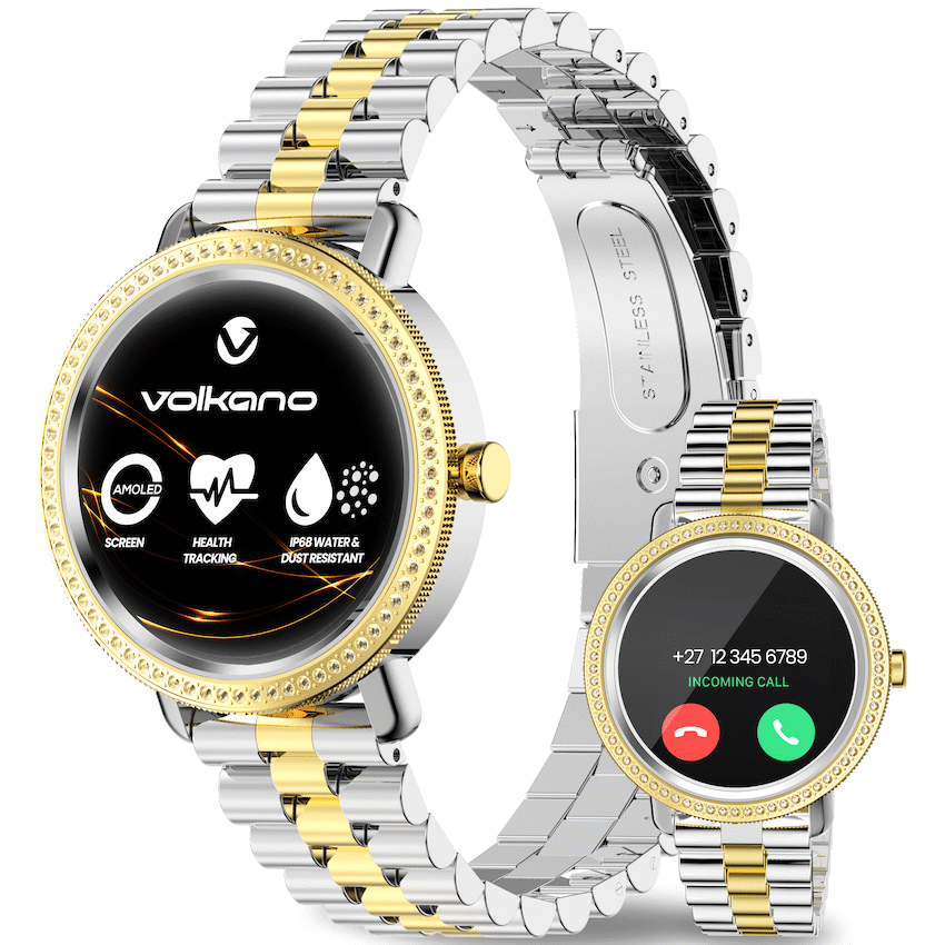 Volkano Ayla Collection Jewelled Smartwatch With 2 Colour Metal link strap - Image 2