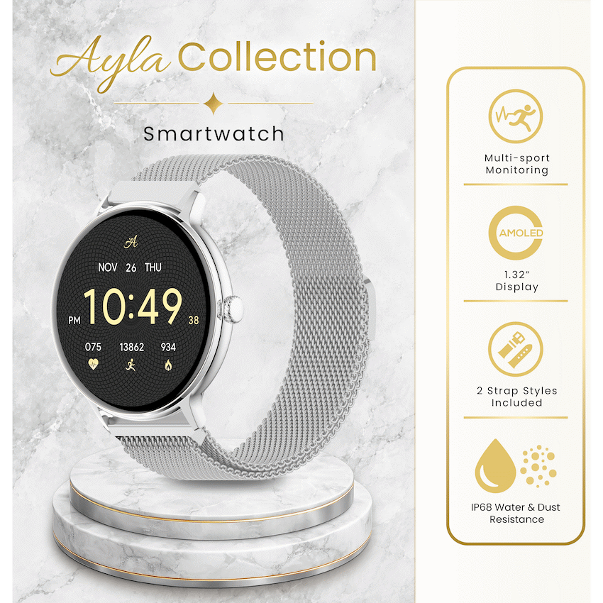 Volkano Ayla Collection Smartwatch with Extra Silicone Strap - Silver - Image 3