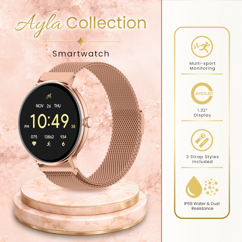 Volkano Ayla Collection Smartwatch with Extra Silicone Strap - Gold - Image 3