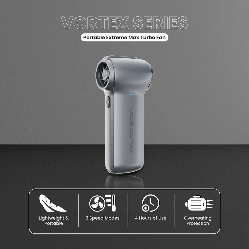 Volkano Vortex Series Portable Extreme Max Turbo Fan - Gun Metal - Image 3