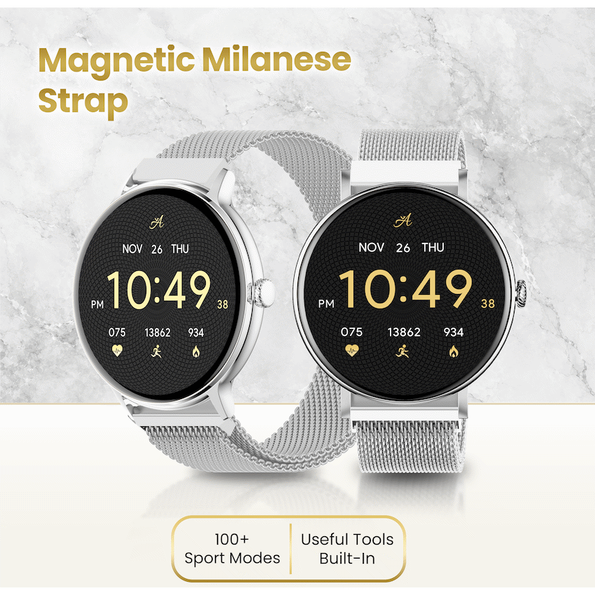 Volkano Ayla Collection Smartwatch with Extra Silicone Strap - Silver - Image 4