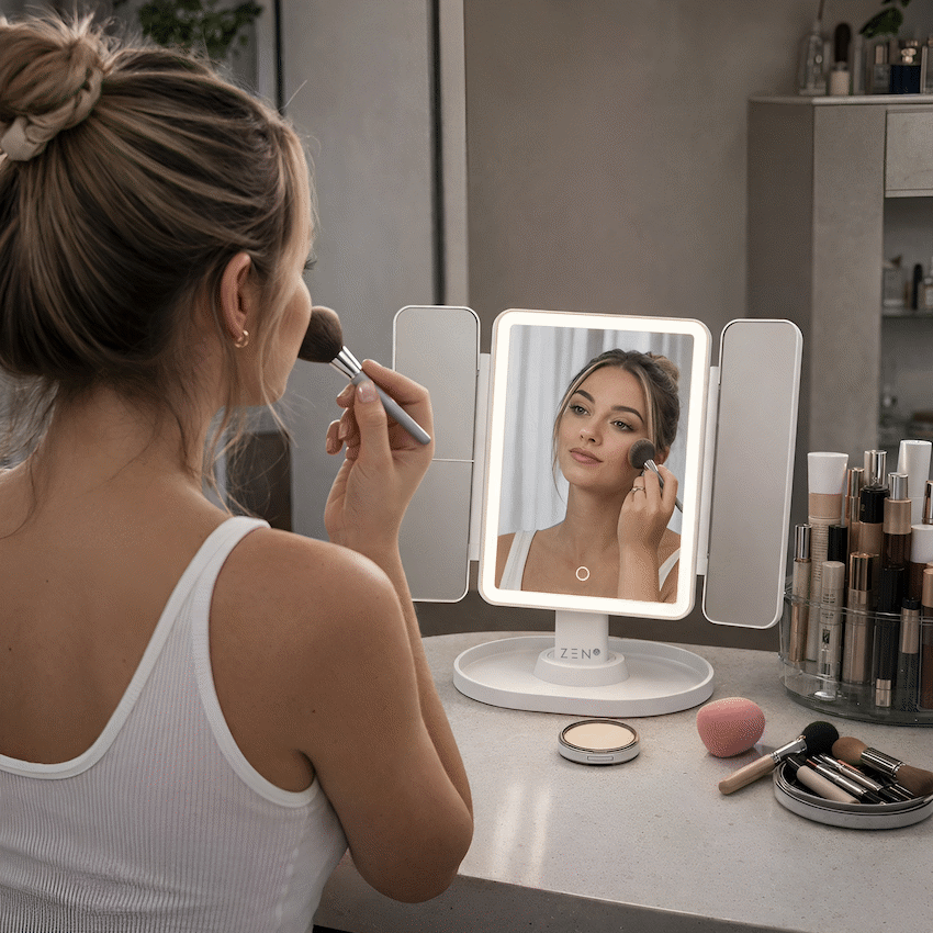 ZEN Selene Series Detachable Trifold Makeup Mirror - White - Image 5