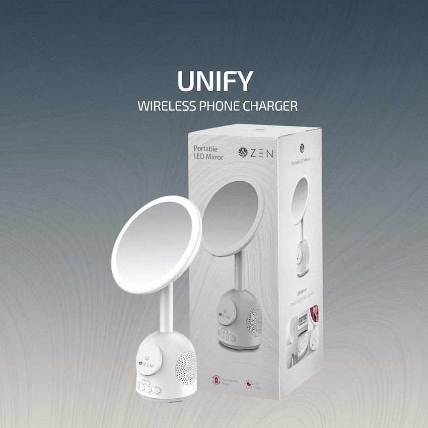 ZEN Unify Series Wireless Phone Charger with Bluetooth Speaker - White - Image 5