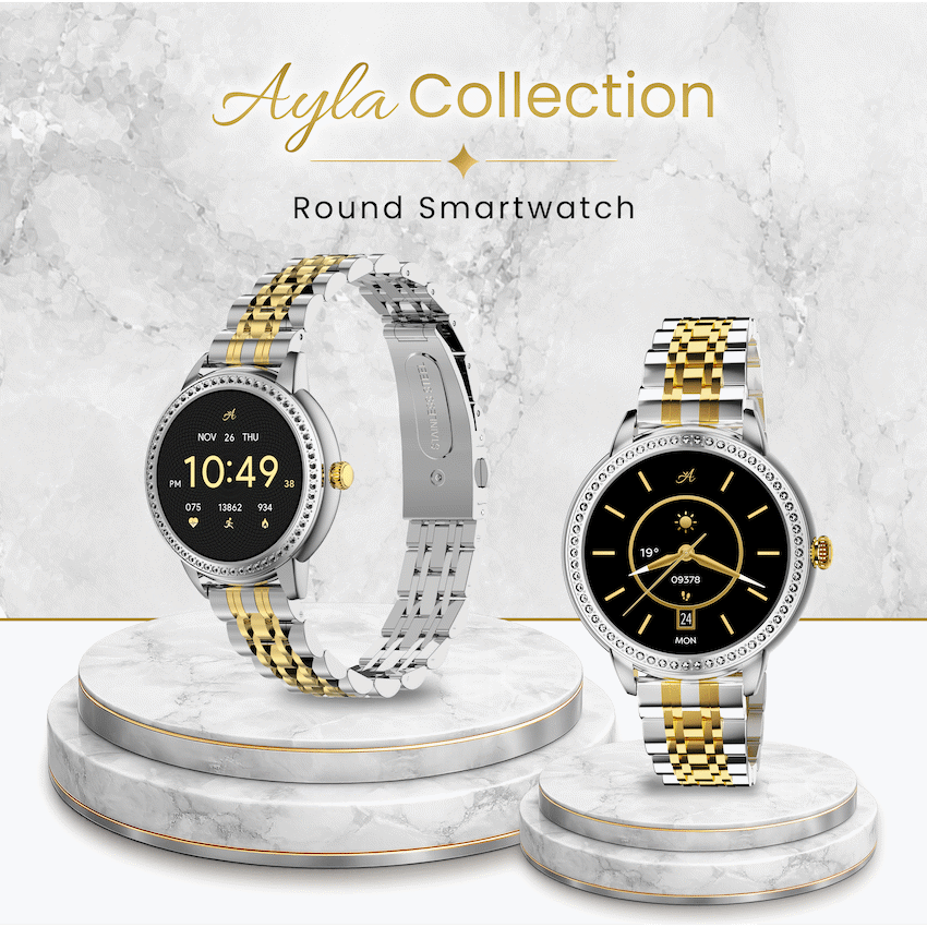 Volkano Ayla Collection Round Smartwatch With 2 Colour Metal link Strap - Image 5