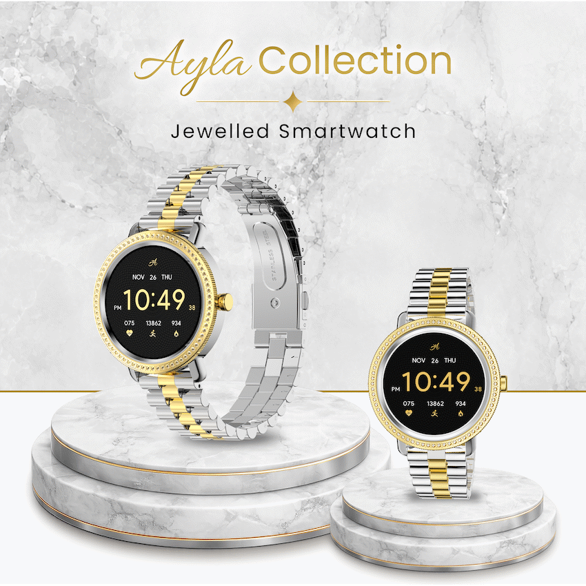 Volkano Ayla Collection Jewelled Smartwatch With 2 Colour Metal link strap - Image 5