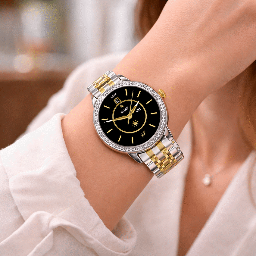 Volkano Ayla Collection Round Smartwatch With 2 Colour Metal link Strap - Image 6