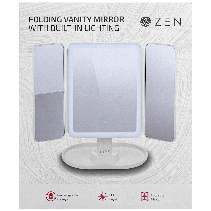 ZEN Selene Series Detachable Trifold Makeup Mirror - White - Image 9