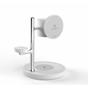 Volkano Lumen Series 3-in-1 Magnetic 25W Qi2.2 Wireless Charging Station - White