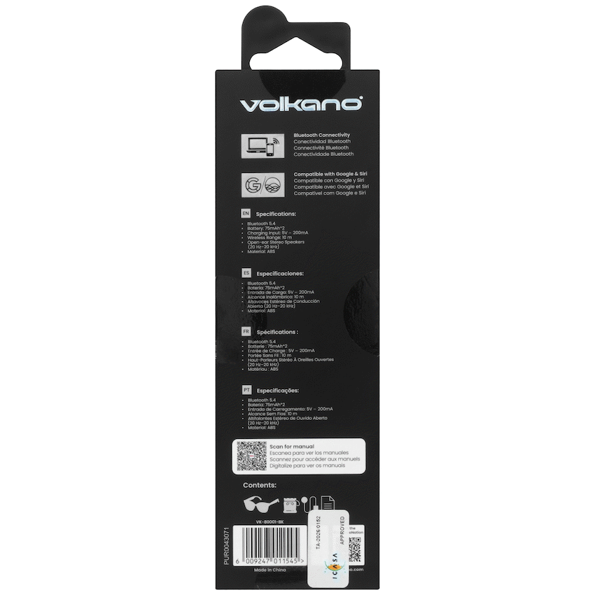 Volkano Sonique Series Bluetooth Audio Glasses - Dark Lenses - Image 11