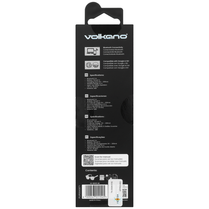 Volkano Sonique Series Bluetooth Audio Glasses - Dark Lenses - Image 14