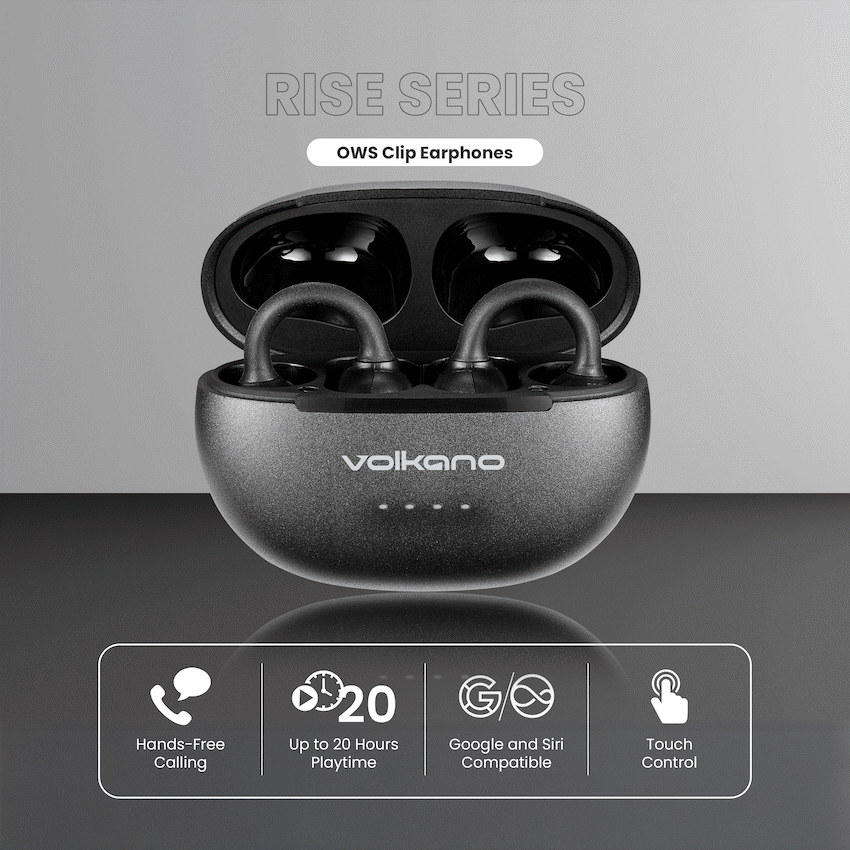 Volkano Rise Series OWS Clip Earphones - Black - Image 4
