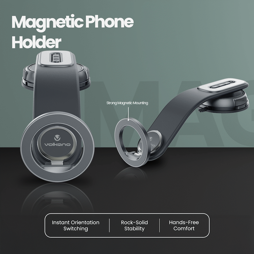Volkano Arcmount Bendable Dash Mount Magnetic Phone Holder - Black - Image 4