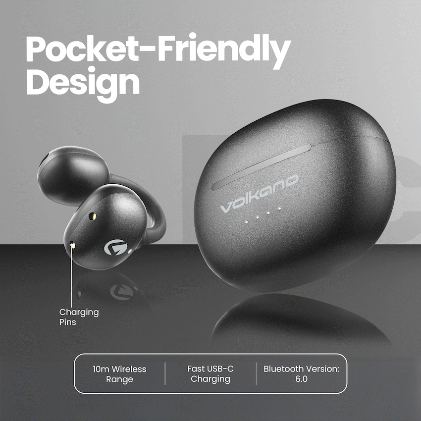 Volkano Rise Series OWS Clip Earphones - Black - Image 5