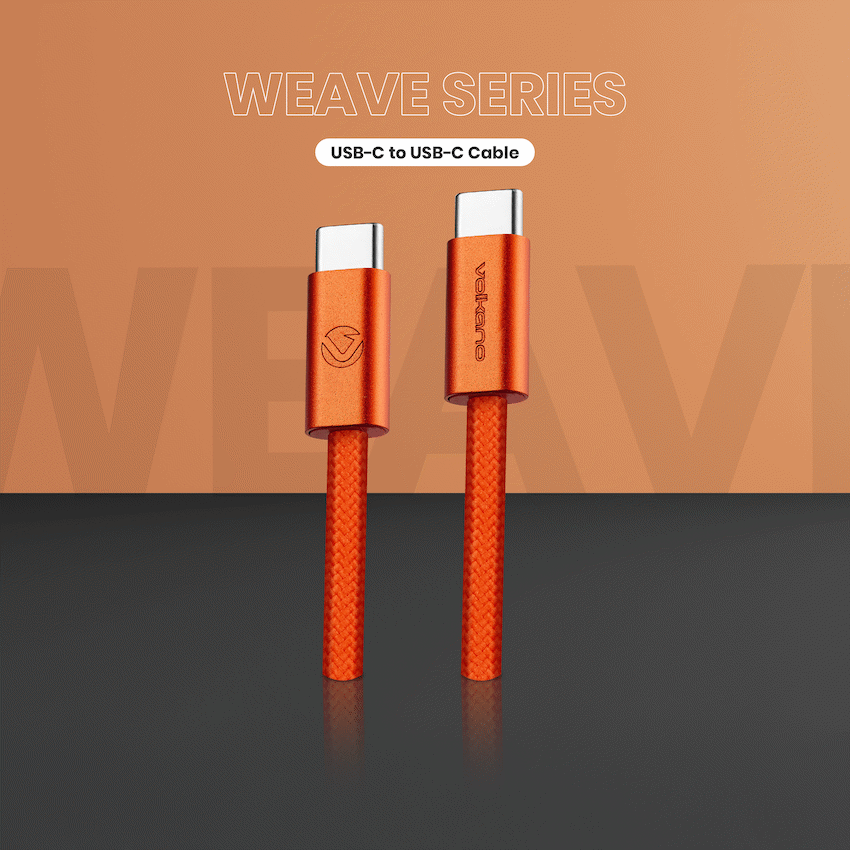 Volkano Weave Series 60w USB C to USB C 1.2m-Orange - Image 5