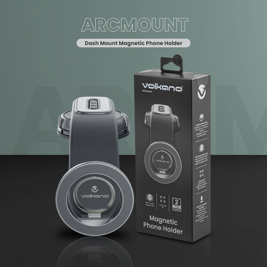 Volkano Arcmount Bendable Dash Mount Magnetic Phone Holder - Black - Image 5