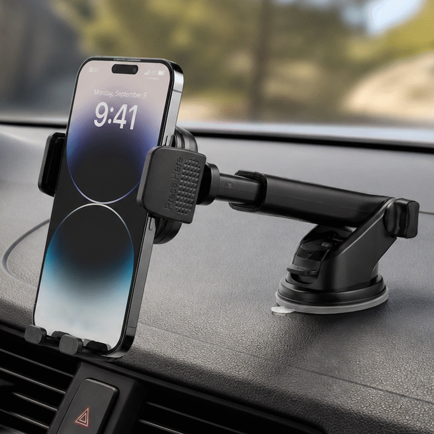 Volkano Secure Series Car Vent, Dash & Windshield Mount Phone Holder - Black - Image 6