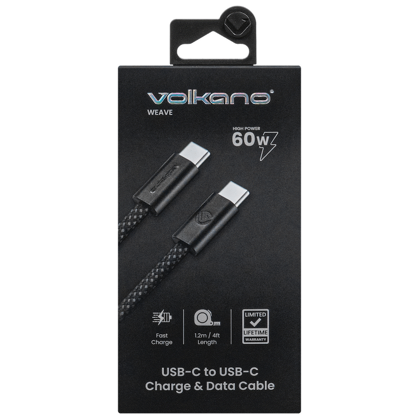 Volkano Weave Series 60w USB C to USB C 1.2m-Black - Image 8